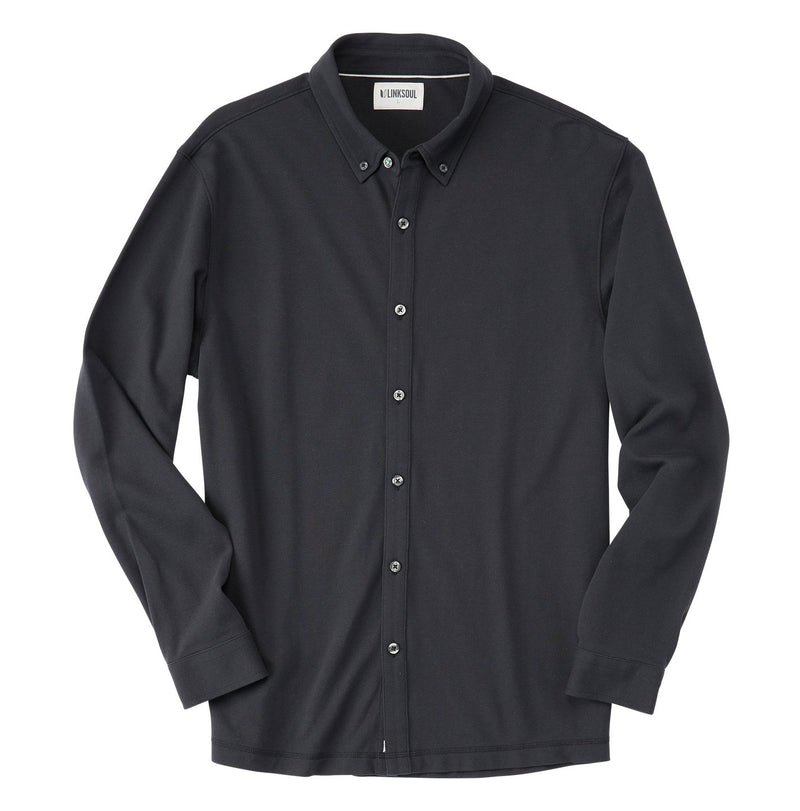 Long Sleeve Pique Button-Down Shirt image